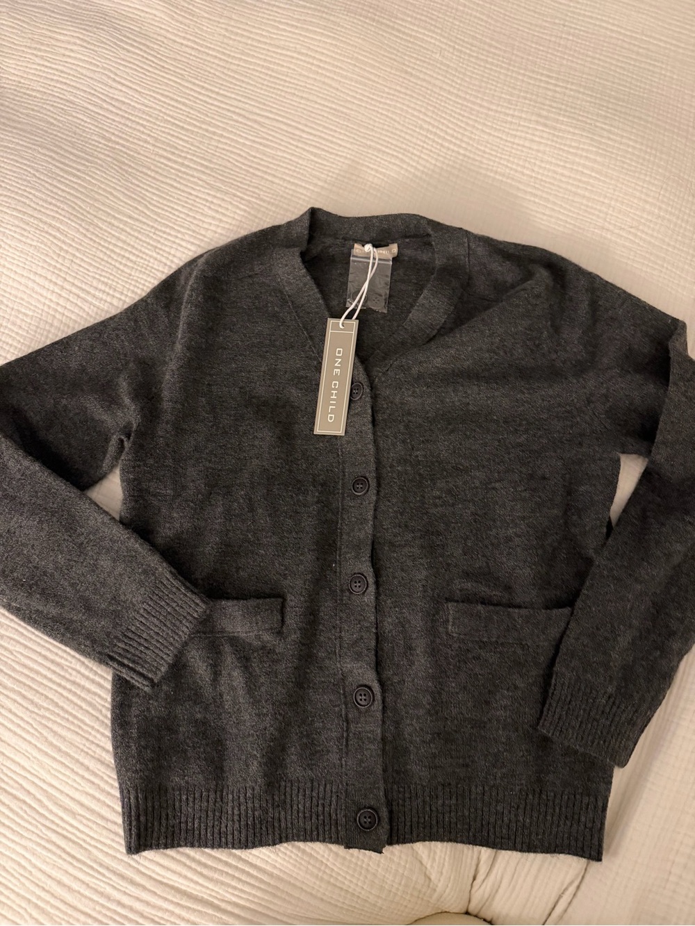Charcoal Button-Front V-Neck Cardigan